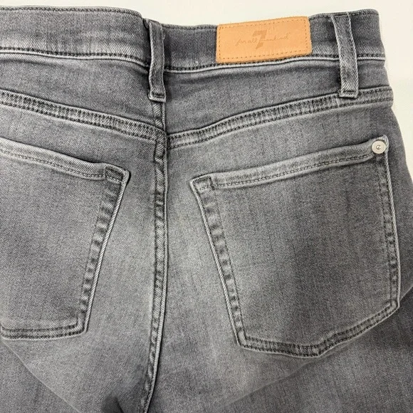 7 For All Mankind High Waist Slim Kick Fray Hem Jeans Luxe Vintage Cher Grey 26 - Picture 11 of 14